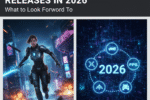 Gamer playing new AAA video games on a large screen, representing upcoming 2026 releases.