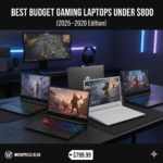 Gamer playing on a budget gaming laptop with RGB keyboard — smooth 1080p performance for under $800.